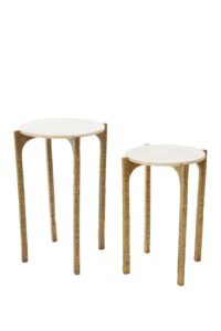 Kanae Bijzettafel S/2 Ø41x54+Ø45x64 cm travert zand+ant brns