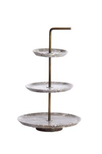 Caglio Etagere 3 laags Ø24x39 cm travertin br+antiek brons