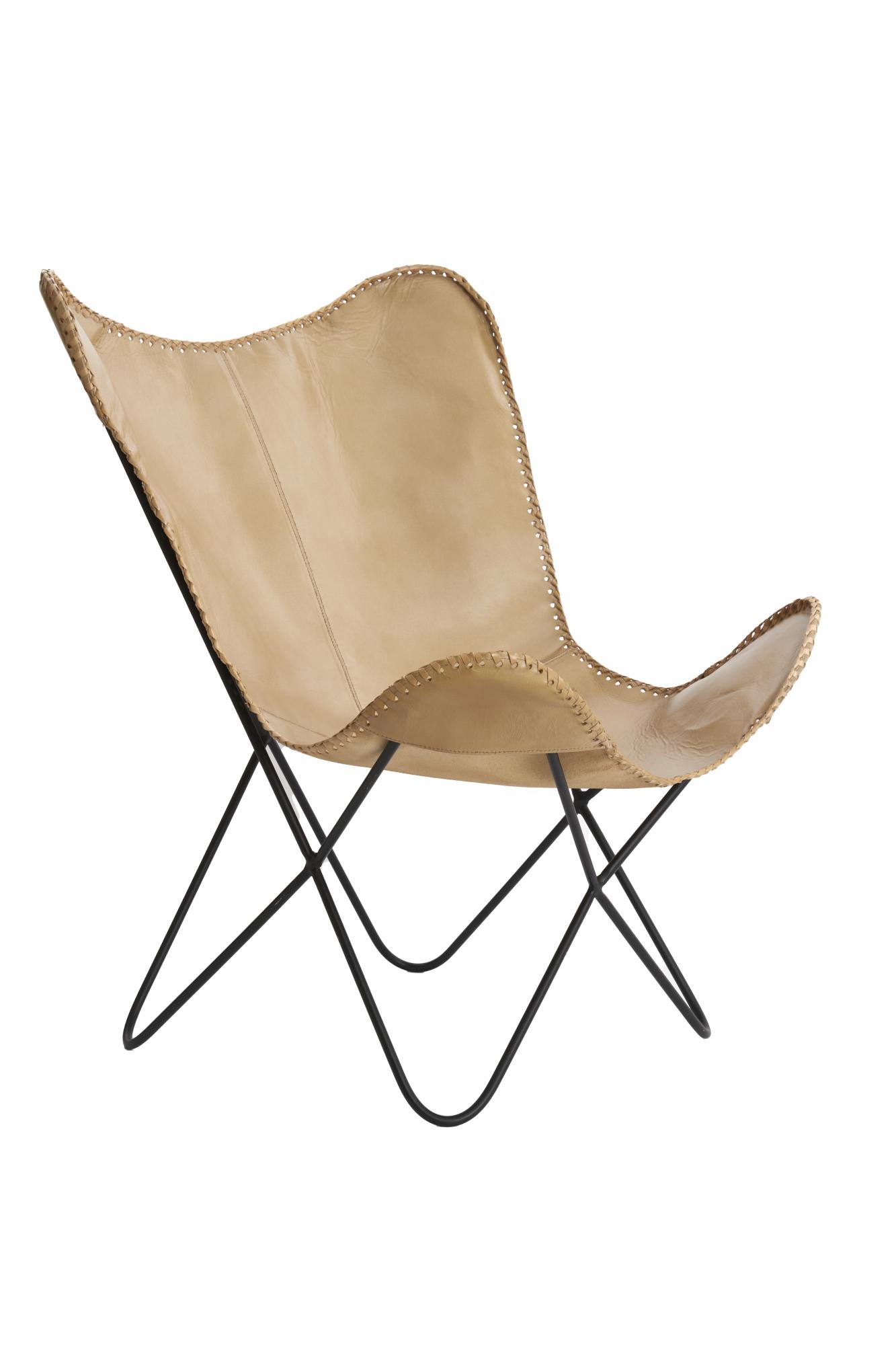 Butterfly Stoel 72x72x84 cm leer zand