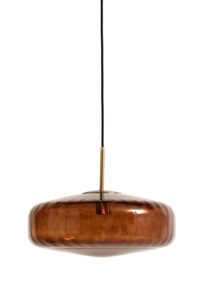 Pleat Hanglamp Ø40x17 cm glas bruin+goud