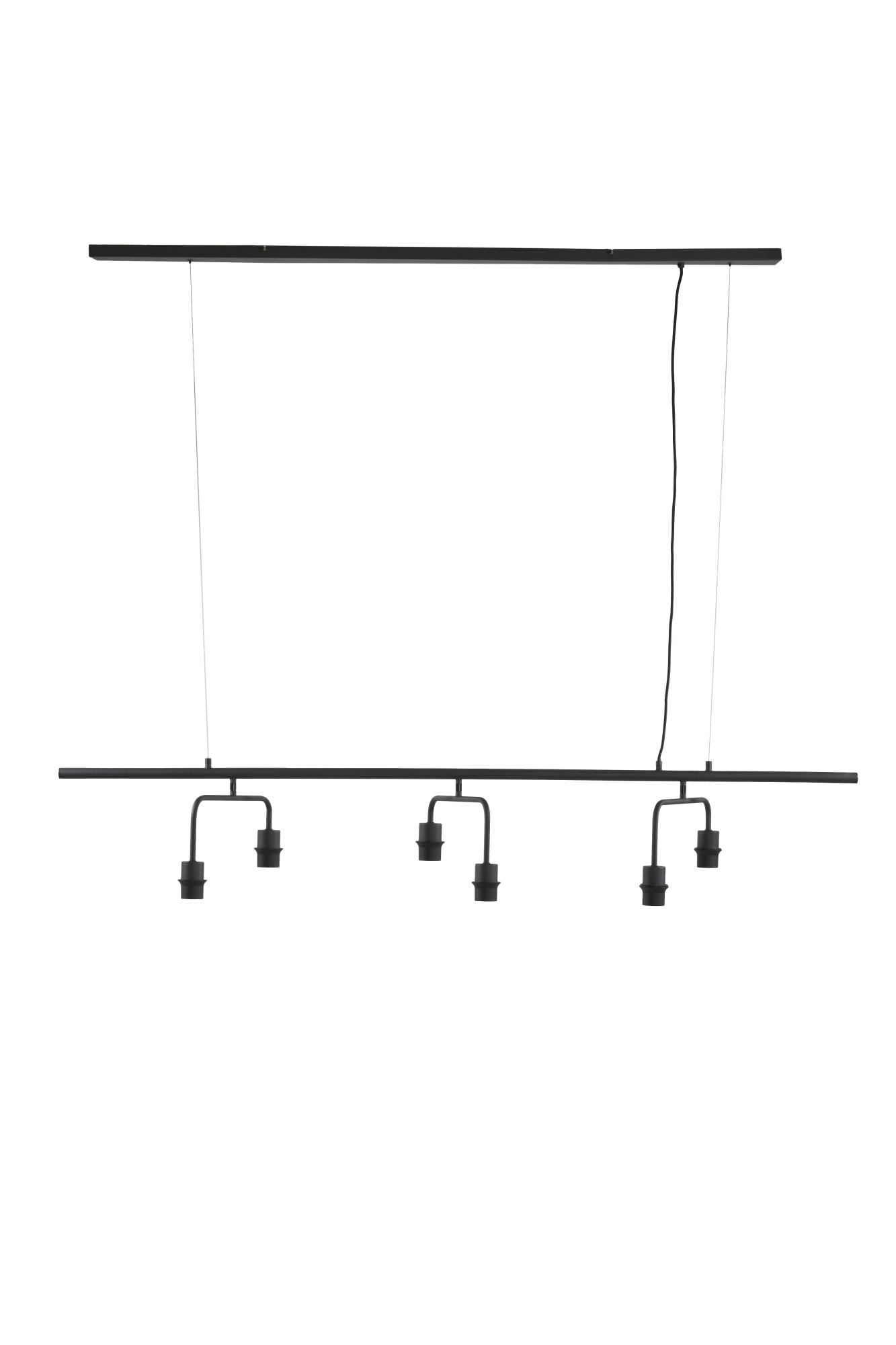 Edisa Hanglamp 6L 160x50x25 cm mat zwart