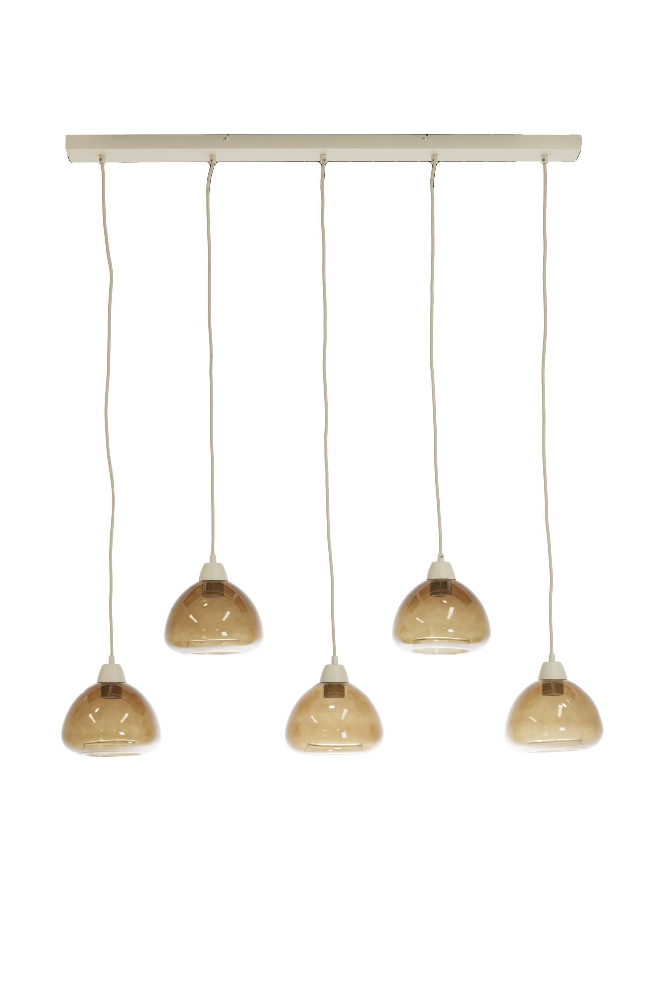 Bisho Hanglamp 5L 104x19x14 cm glas bruin+zand