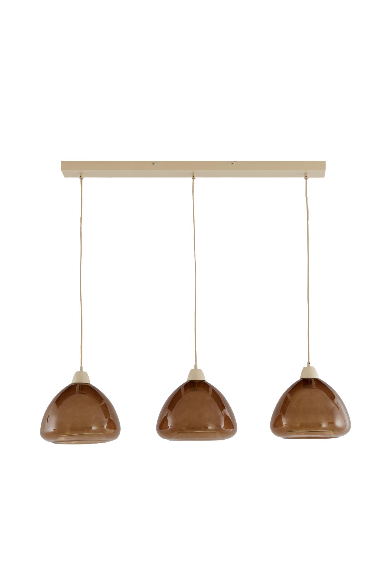 Bisho Hanglamp 3L 94x26x19 cm glas bruin+zand