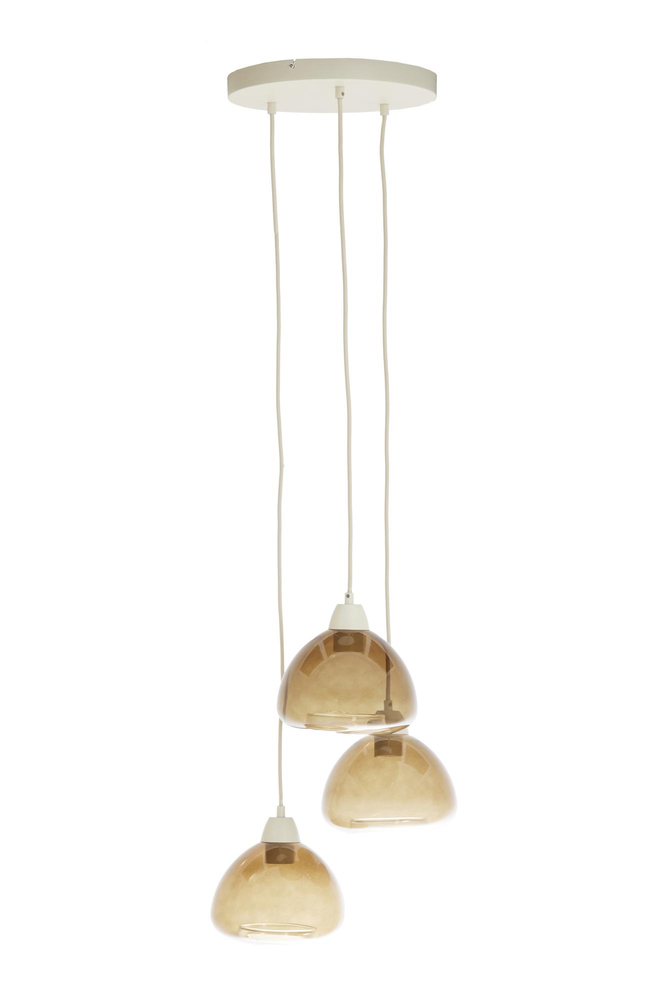 Bisho Hanglamp 3L Ø30x14 cm glas bruin+zand