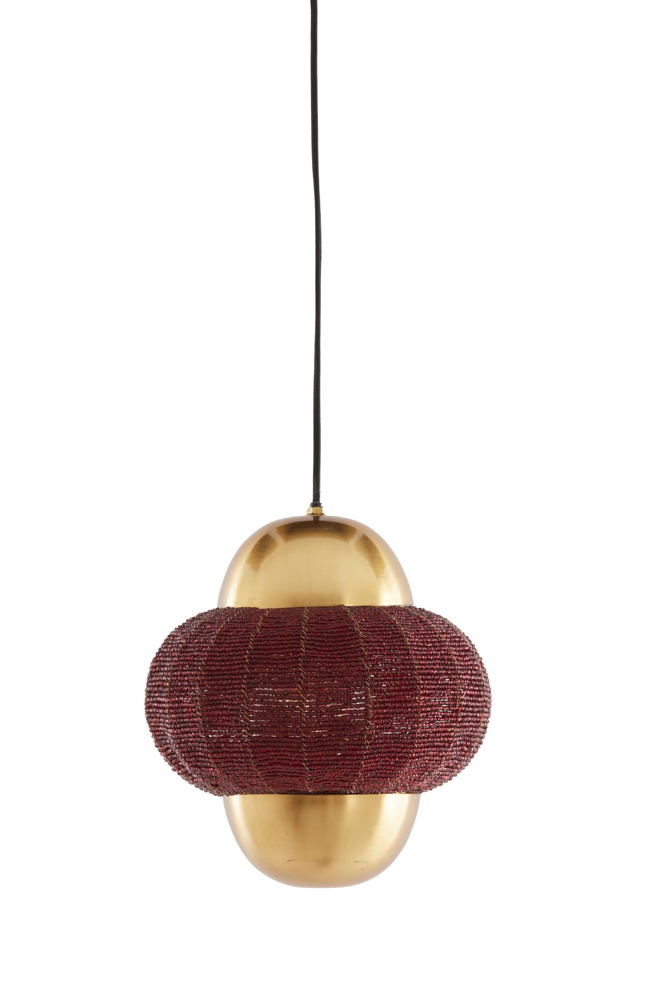 Cetara Hanglamp Ø26x28 cm kralen rood+brons
