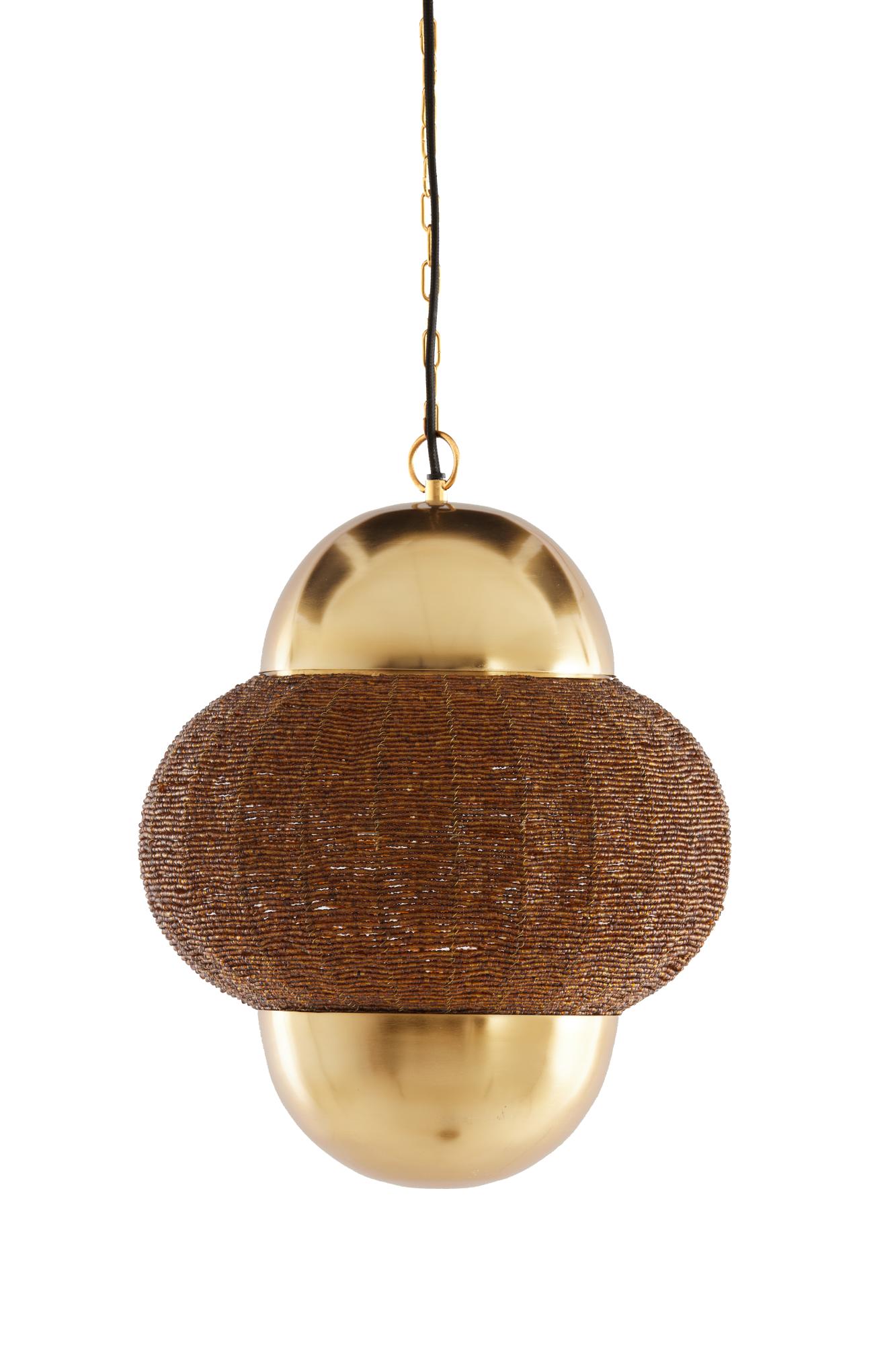 Cetara Hanglamp Ø33x38 cm kralen bruin+brons