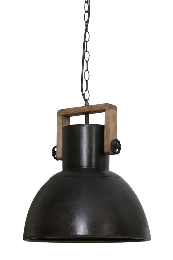 Shelly Hanglamp Ø40x45 cm zwart zink+hout bruin