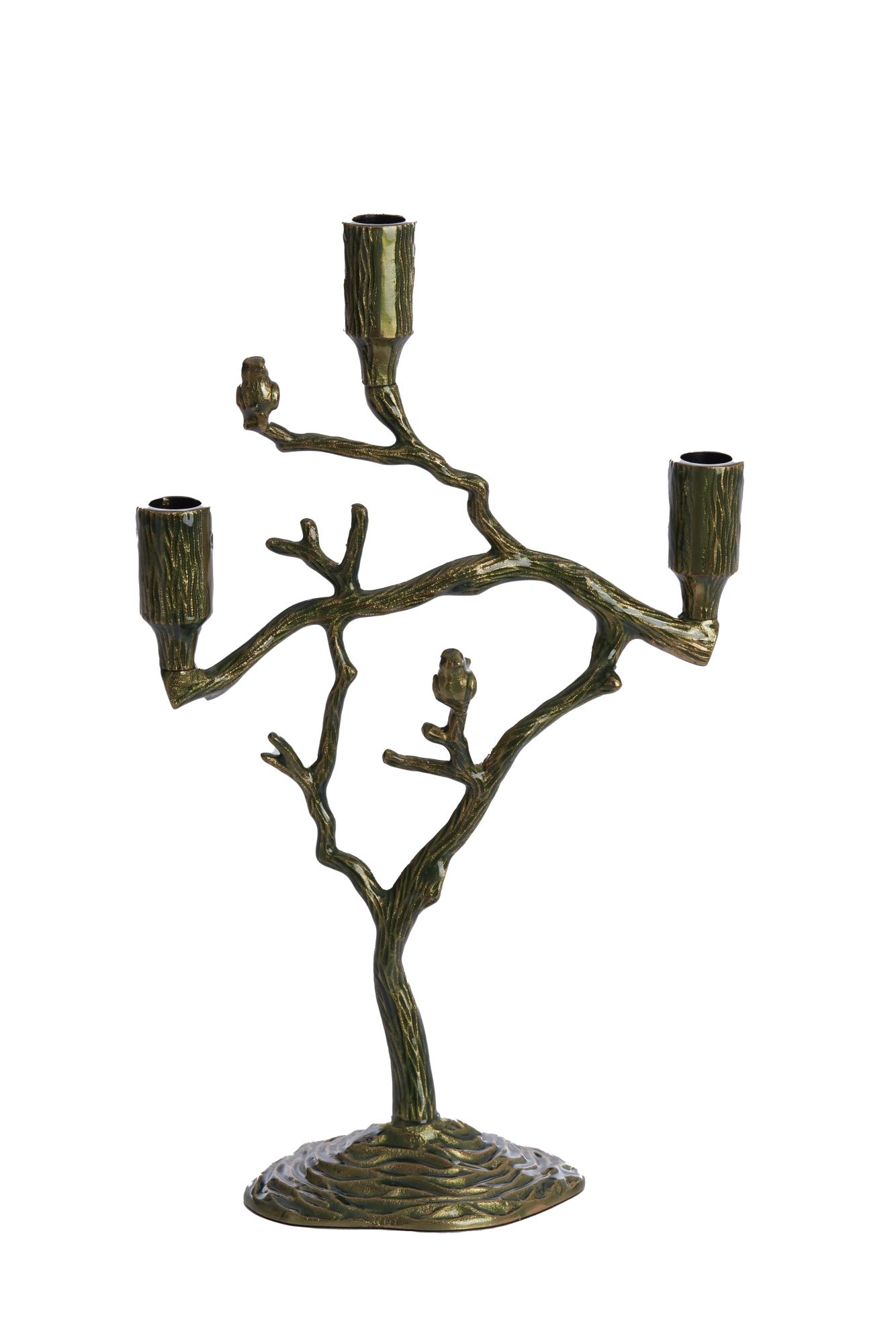 Jardia Kandelaar 3L 26x11x42 cm groen-goud