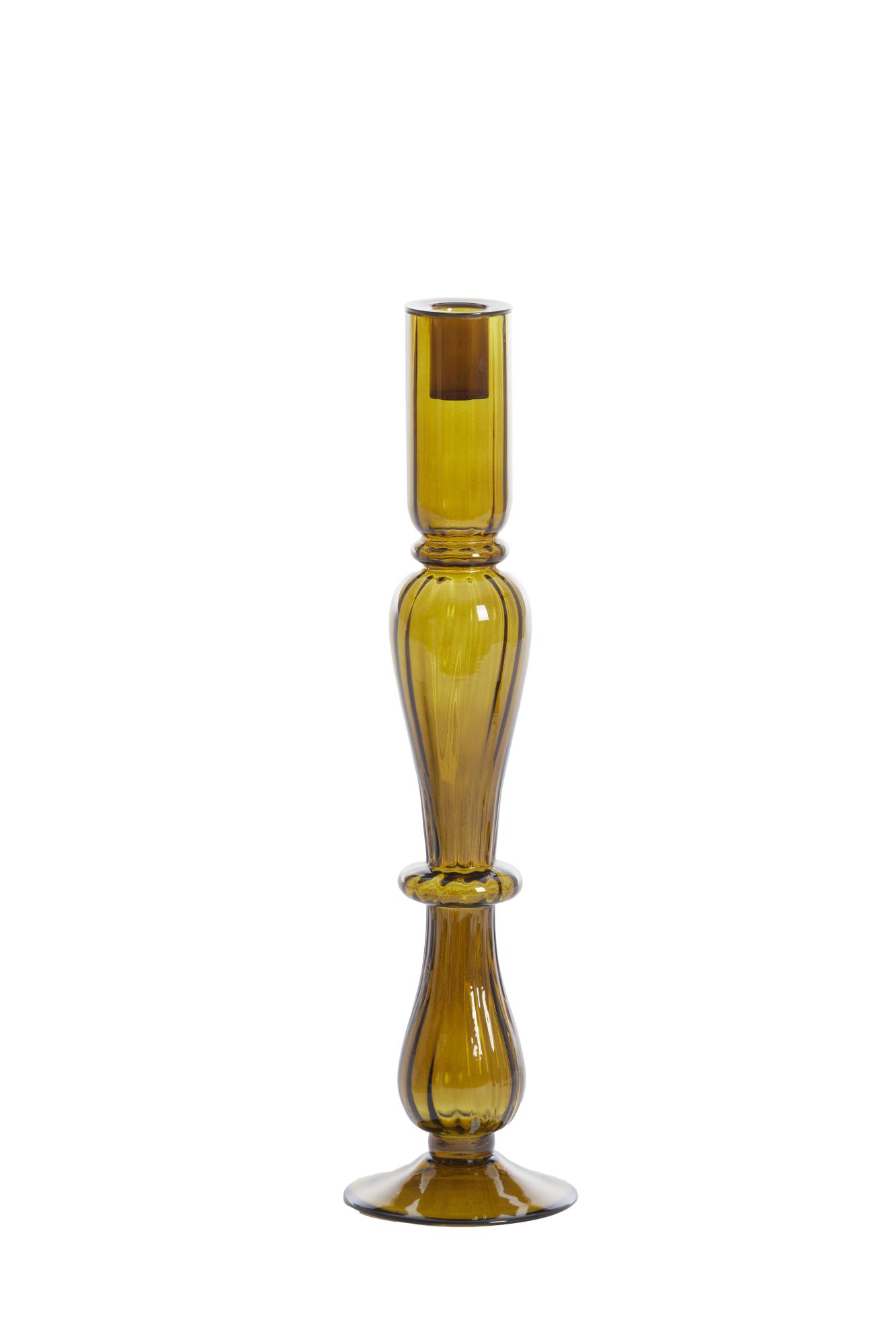 Luziana Kandelaar Ø10x38 cm glas bruin-groen