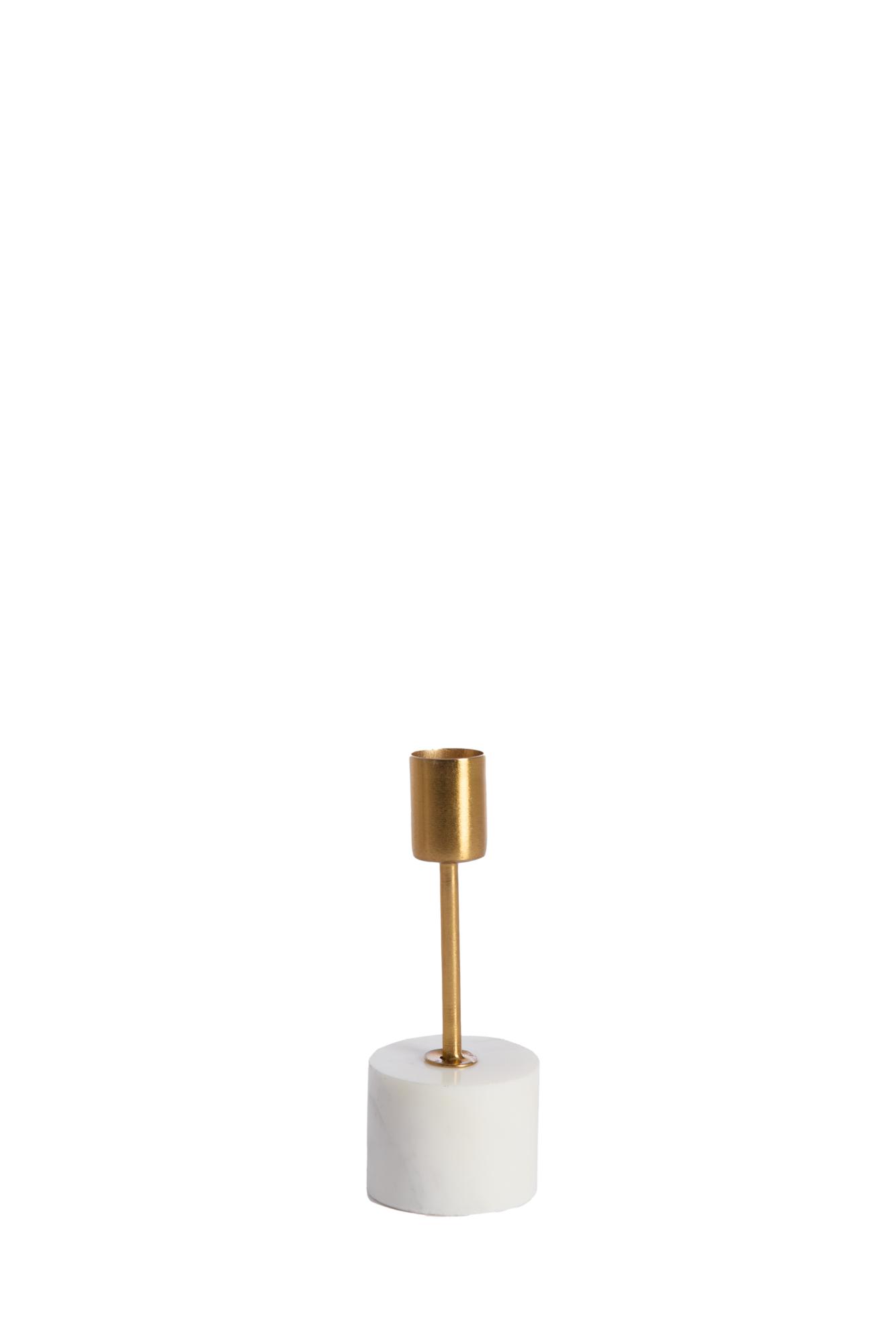 Pegu Kandelaar Ø5x14 cm marmer wit+goud