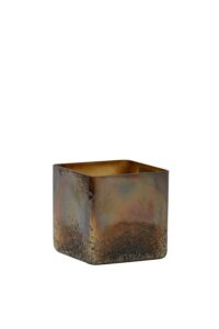 Mopitu Theelicht 10x10x10 cm glas bruin luster