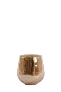 Firo Theelicht Ø10x10 cm glas steenslag zilver+goud