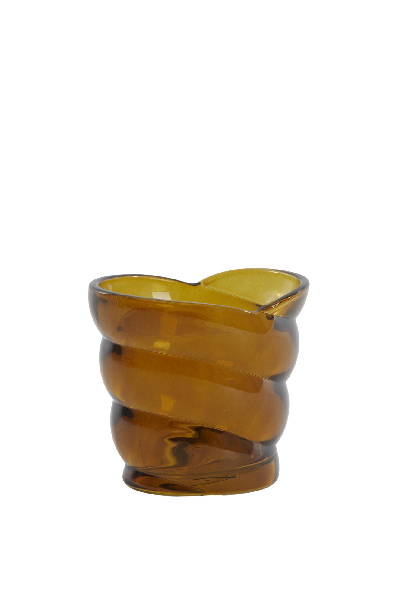 Malena Theelicht 10x7x9 cm glas bruin
