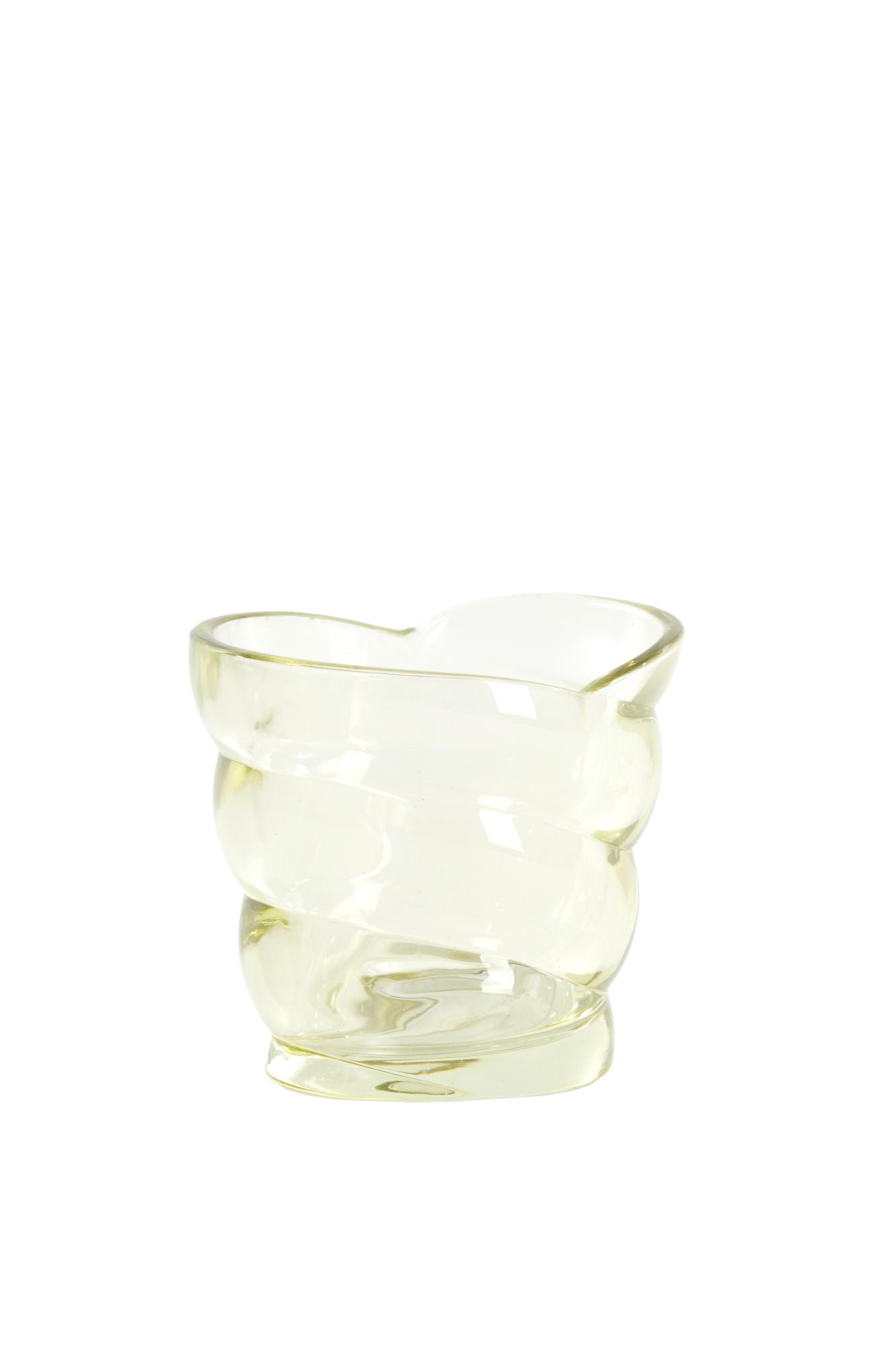 Malena Theelicht 10x7x9 cm glas geel groen