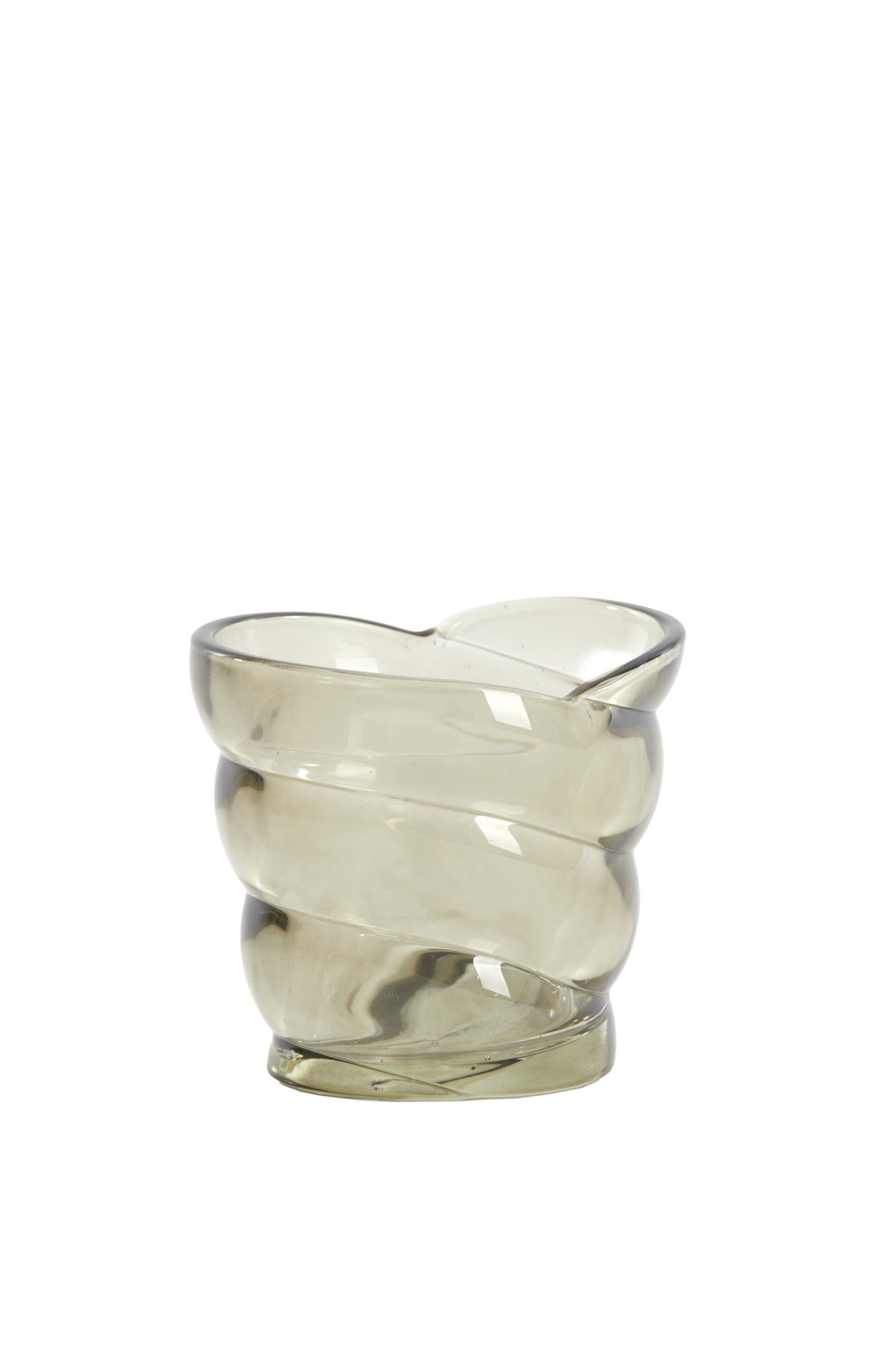 Malena Theelicht 10x7x9 cm glas licht grijs