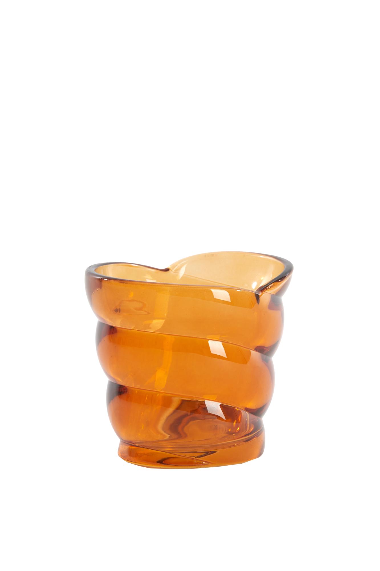 Malena Theelicht 10x7x9 cm glas oranje