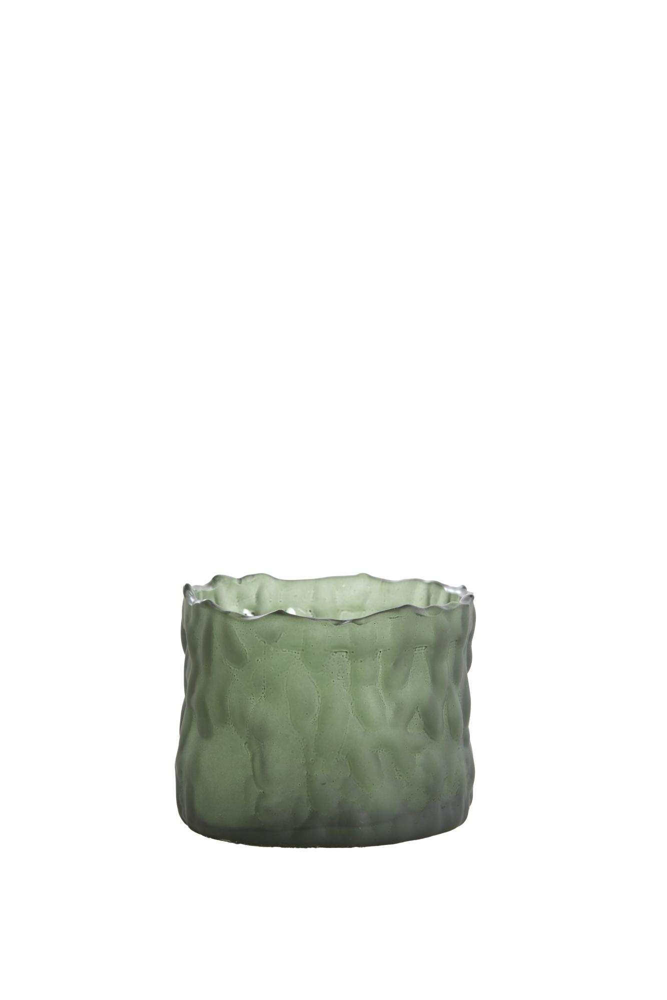 Choisey Theelicht Ø9x9 cm glas mat donker groen