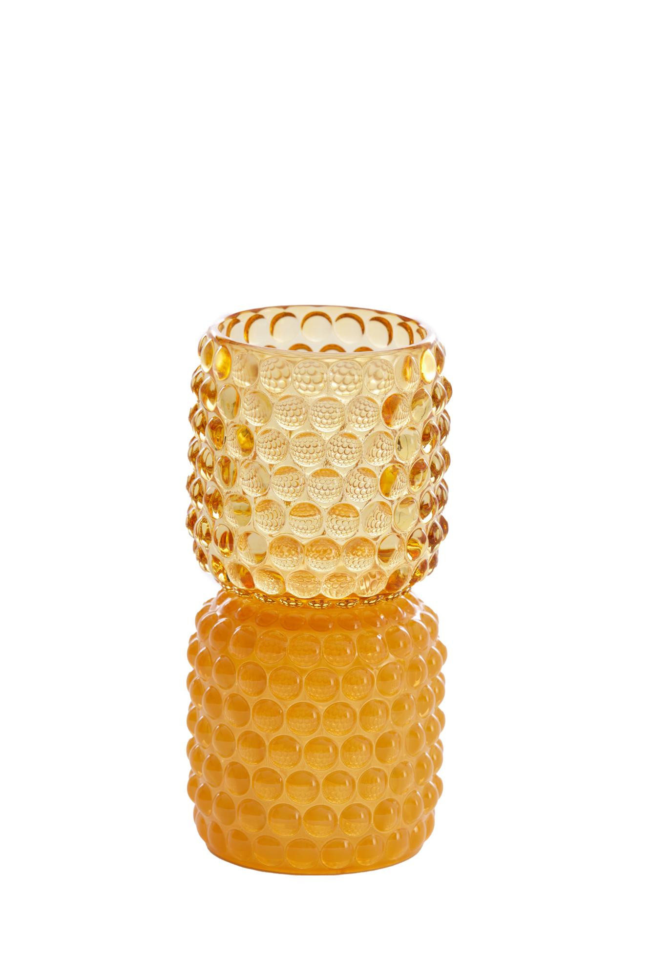 Bublini Theelicht op voet Ø9x16 cm glas geel