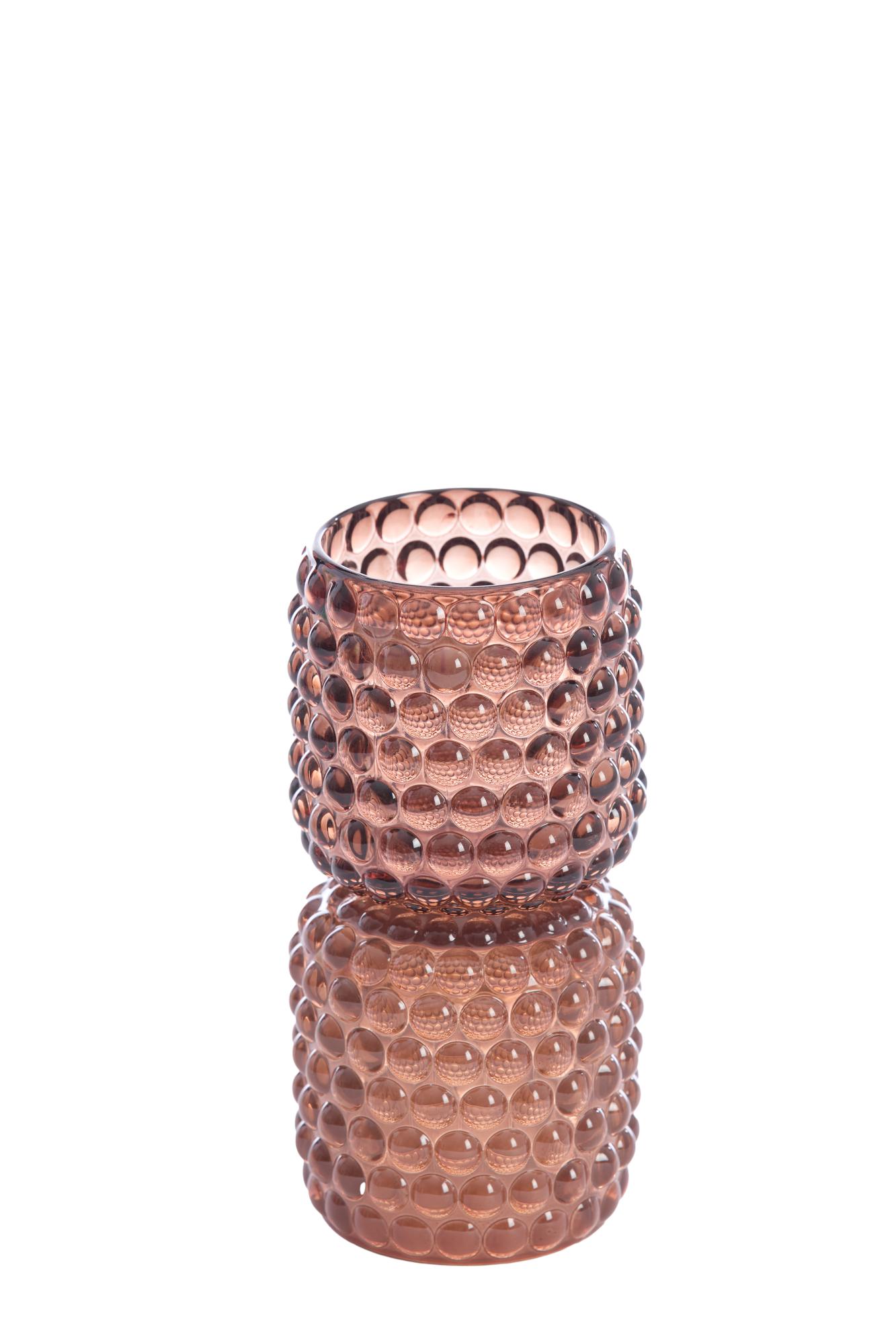 Bublini Theelicht op voet Ø9x16 cm glas bruin