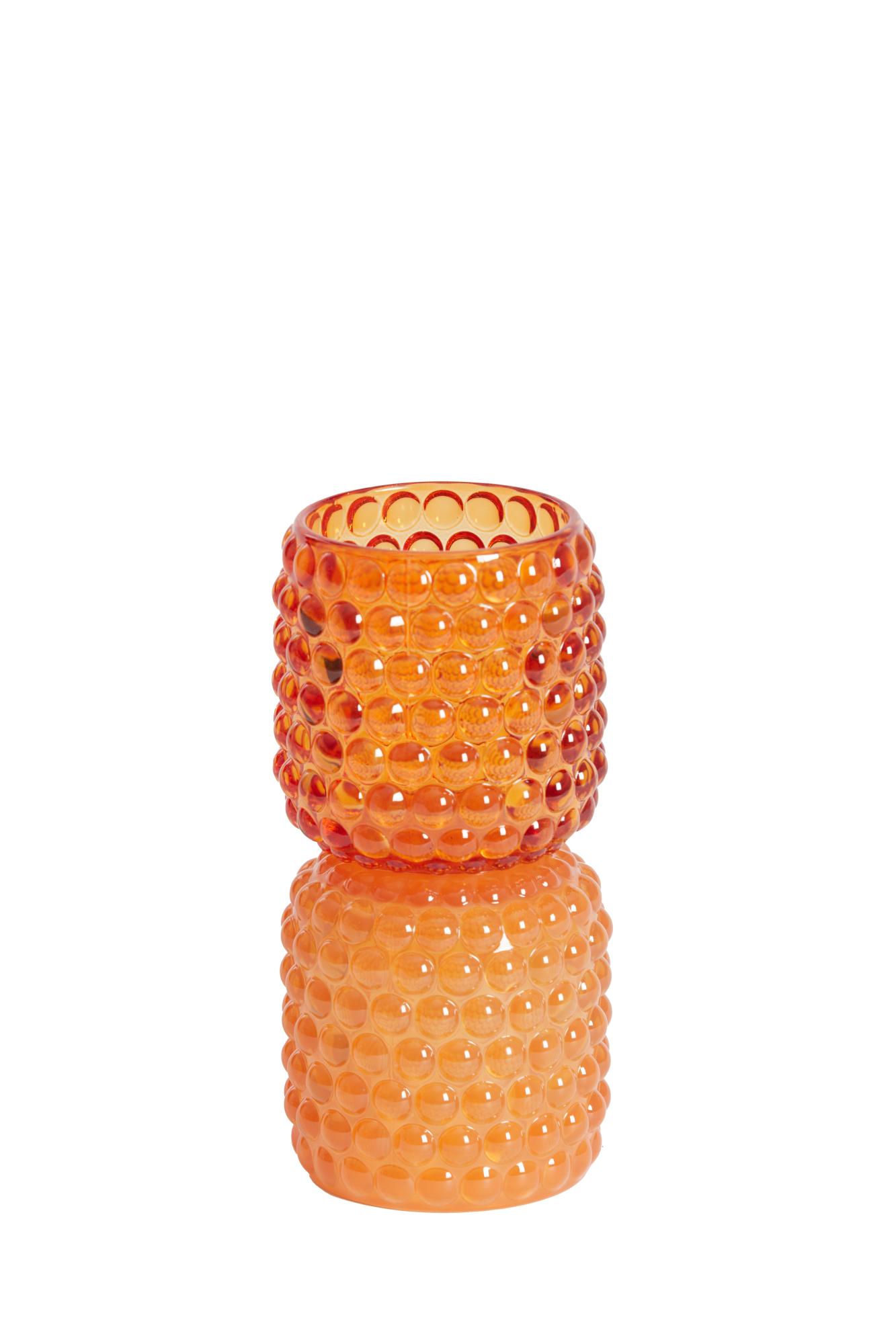 Bublini Theelicht op voet Ø9x16 cm glas oranje