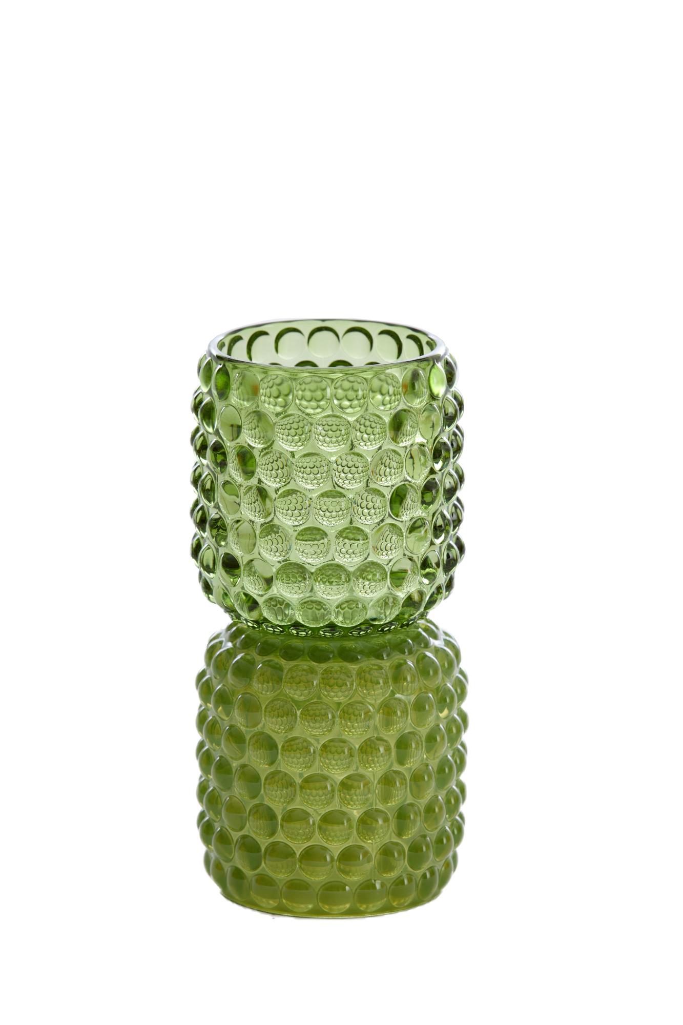Bublini Theelicht op voet Ø9x16 cm glas groen