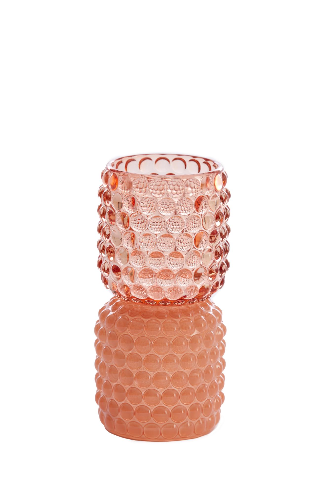 Bublini Theelicht op voet Ø9x16 cm glas licht roze