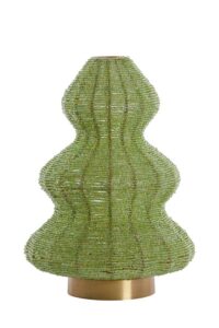 Christmas Theelicht Ø24x35 cm TREE kralen licht groen+brons