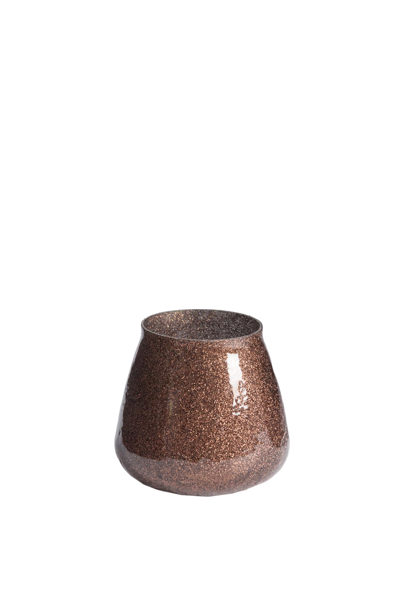Legoli Theelicht Ø9x9 cm glitter donker bruin