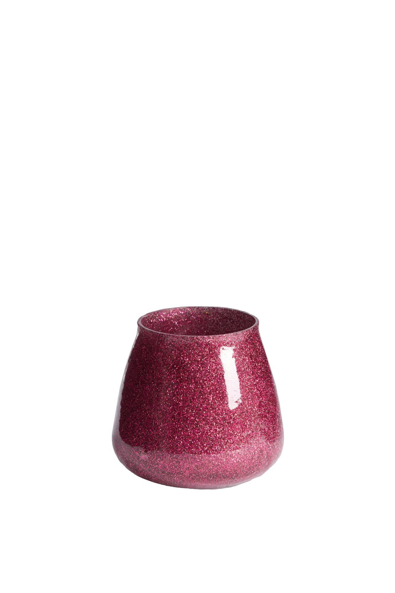 Legoli Theelicht Ø9x9 cm glitter donker roze