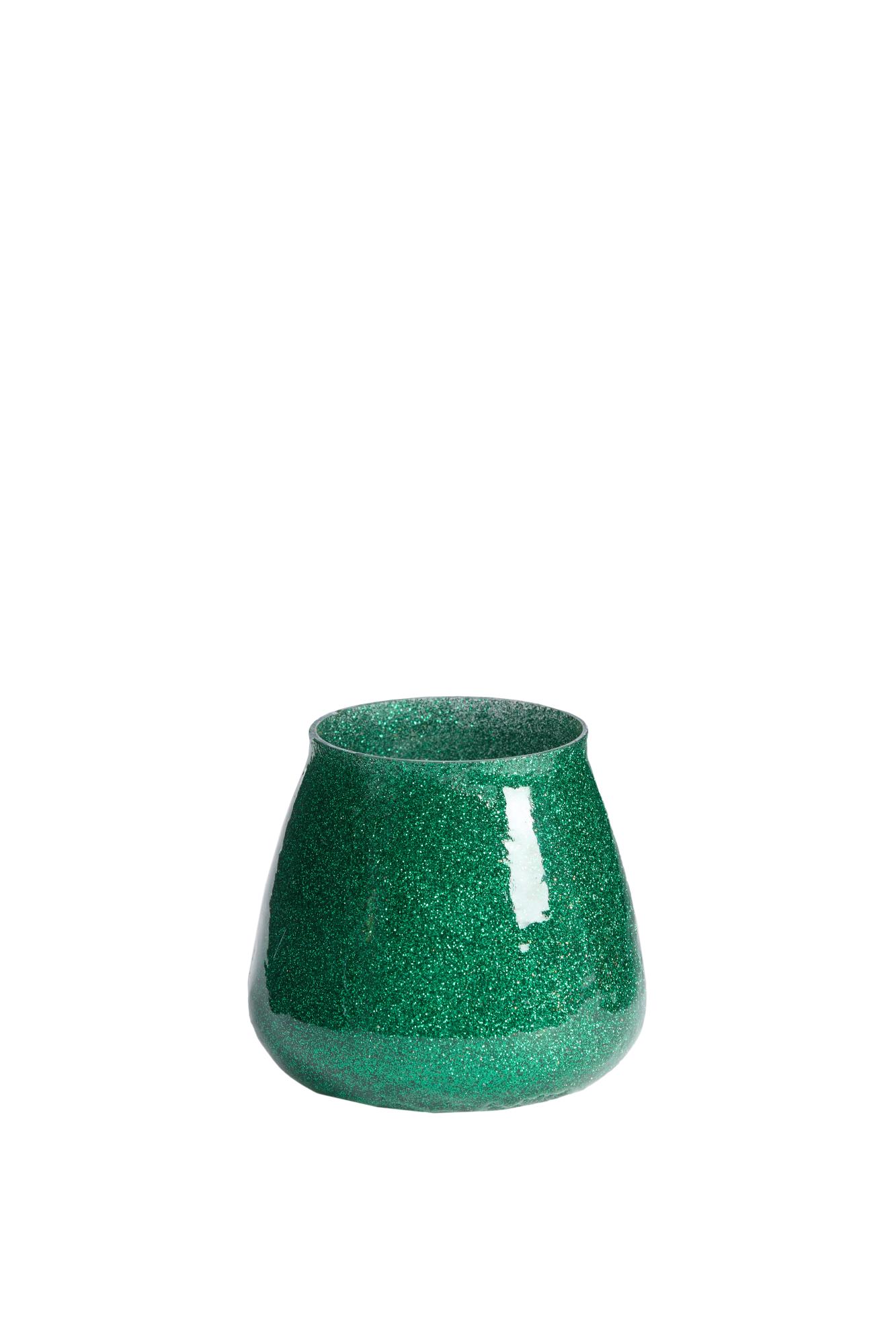Legoli Theelicht Ø9x9 cm glitter donker groen