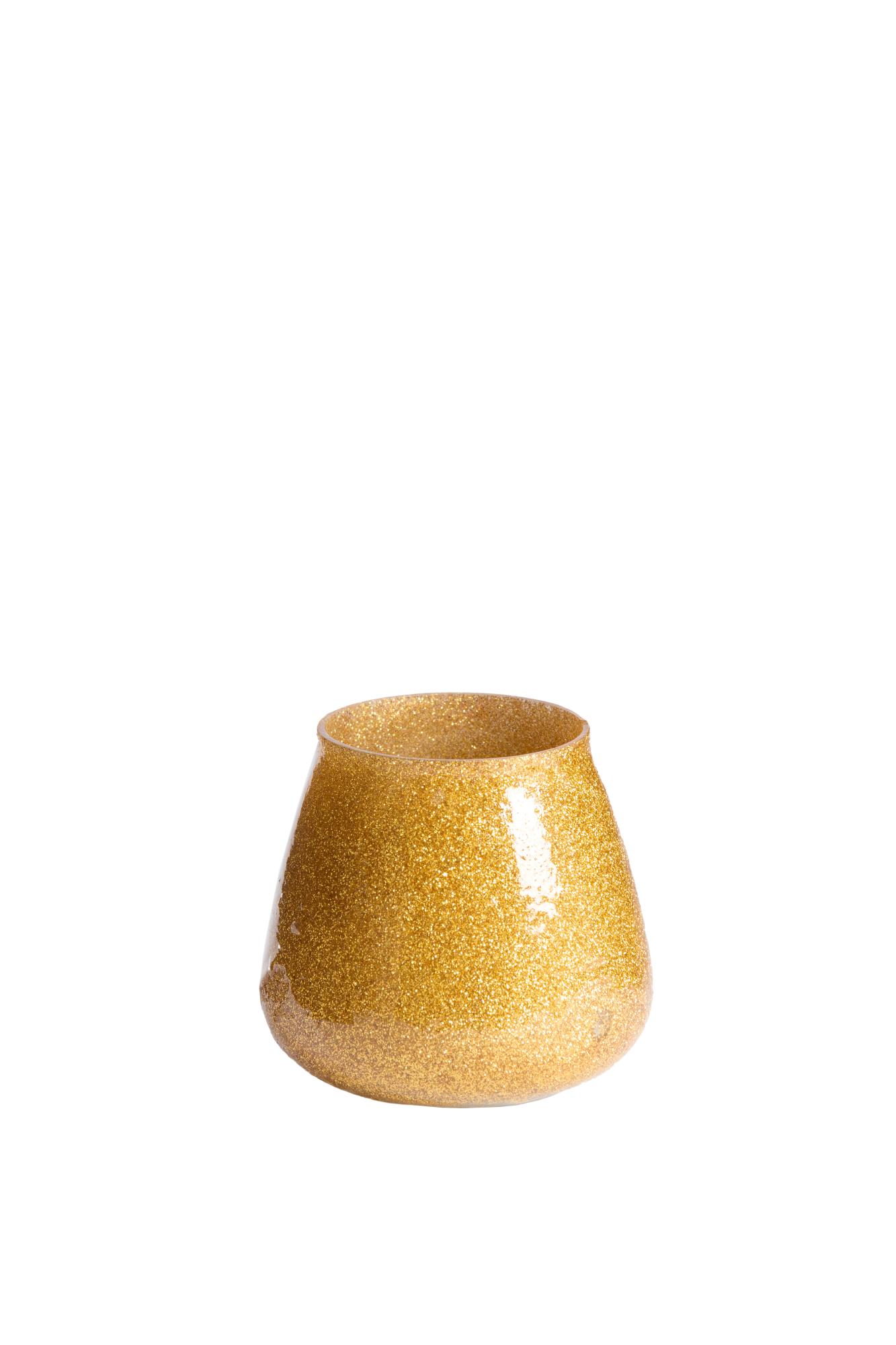 Legoli Theelicht Ø9x9 cm glitter okergeel