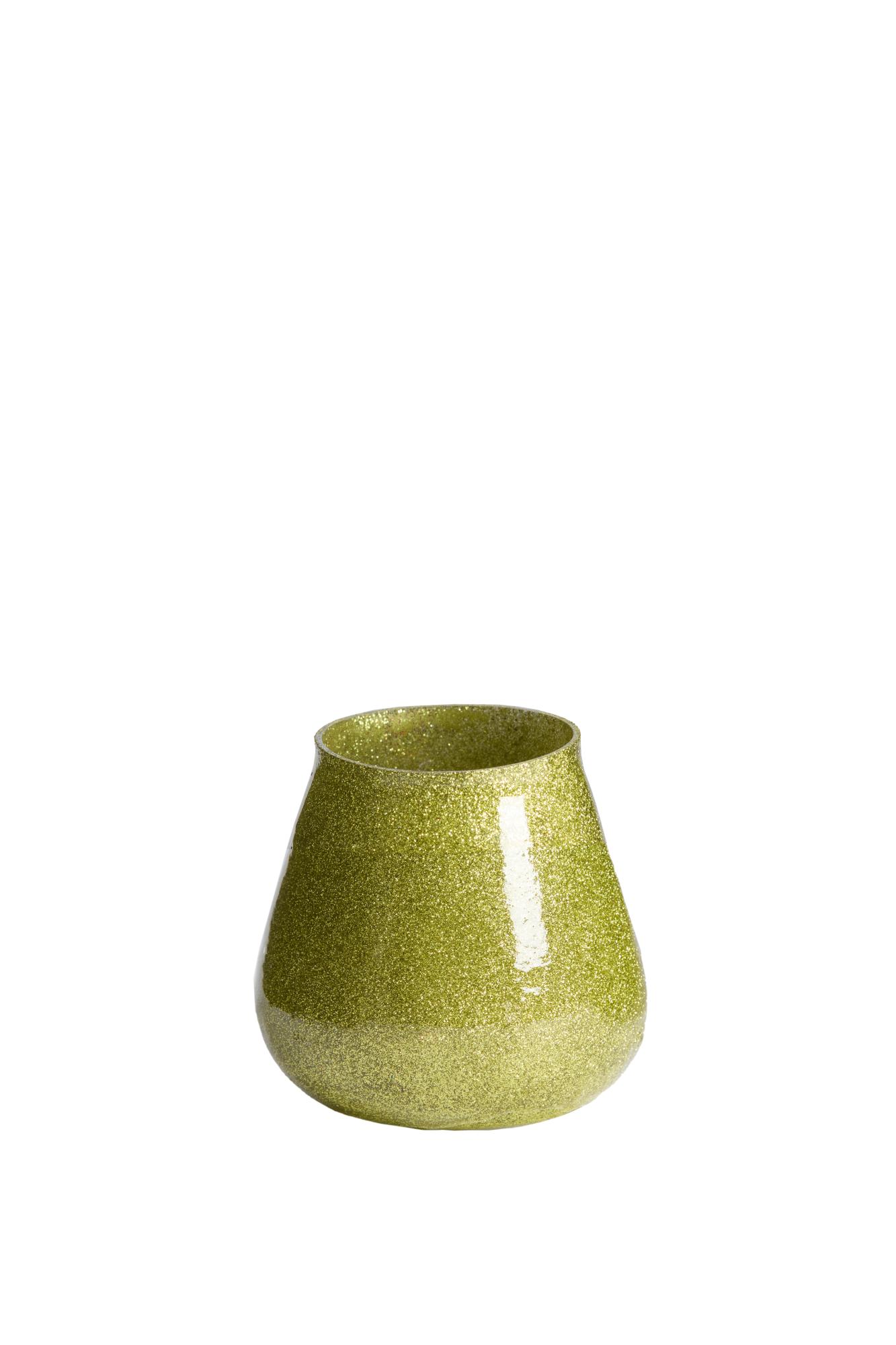 Legoli Theelicht Ø9x9 cm glitter licht groen