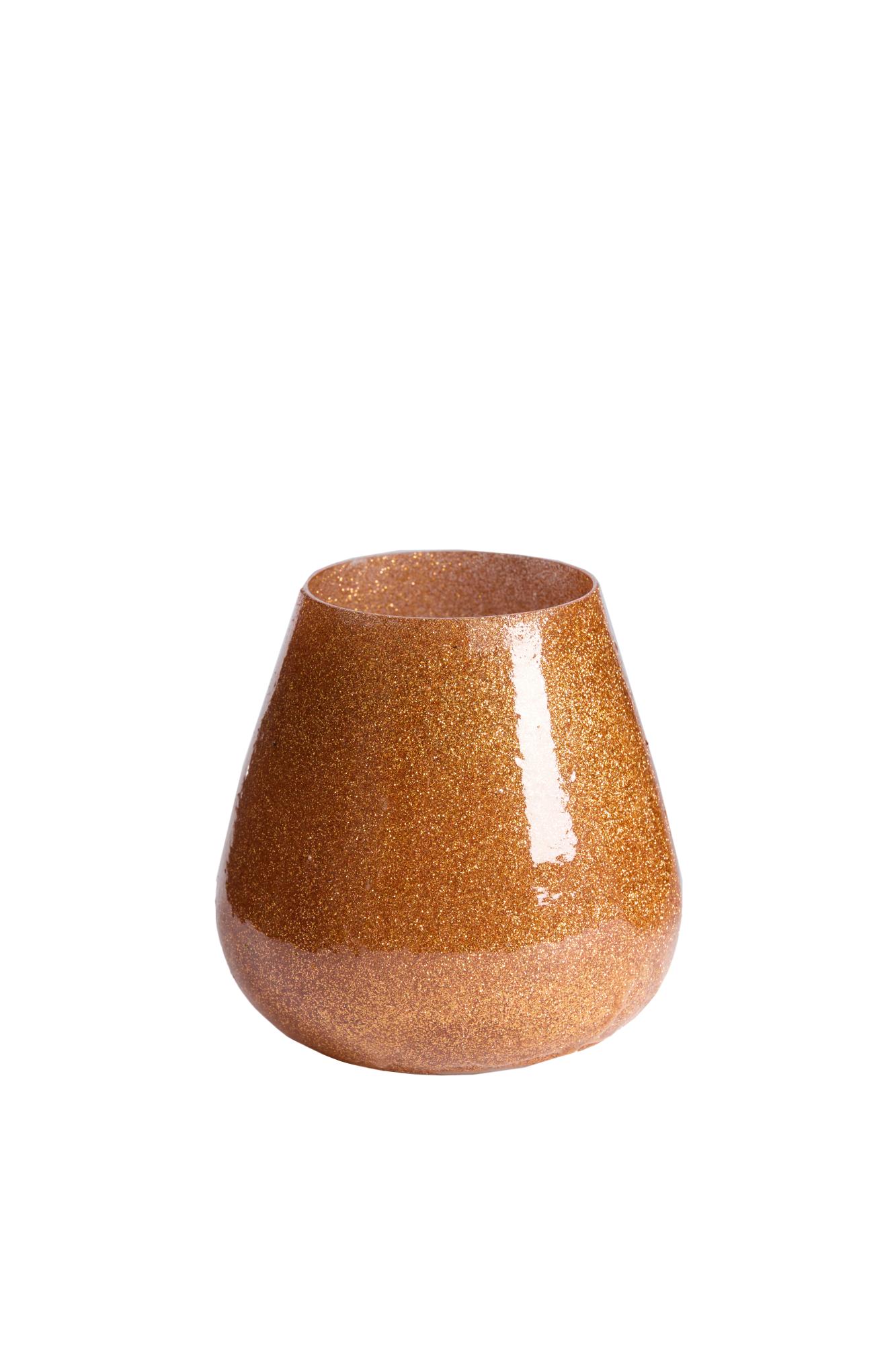 Legoli Theelicht Ø12x12 cm glitter oranje