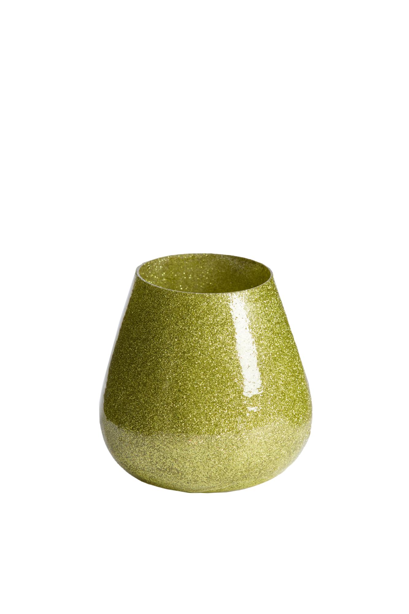 Legoli Theelicht Ø12x12 cm glitter licht groen