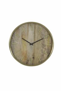 Timaru Klok Ø51 cm hout+antiek brons