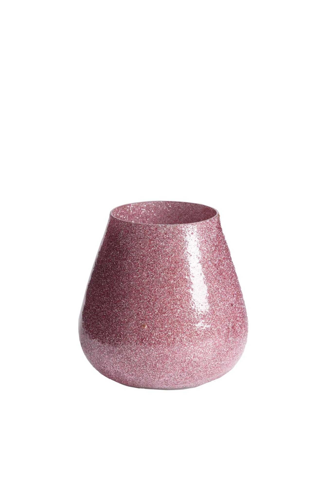 Legoli Theelicht Ø12x12 cm glitter licht roze