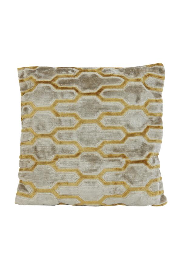 Jembana Kussen 45x45 cm velvet zand+okergeel