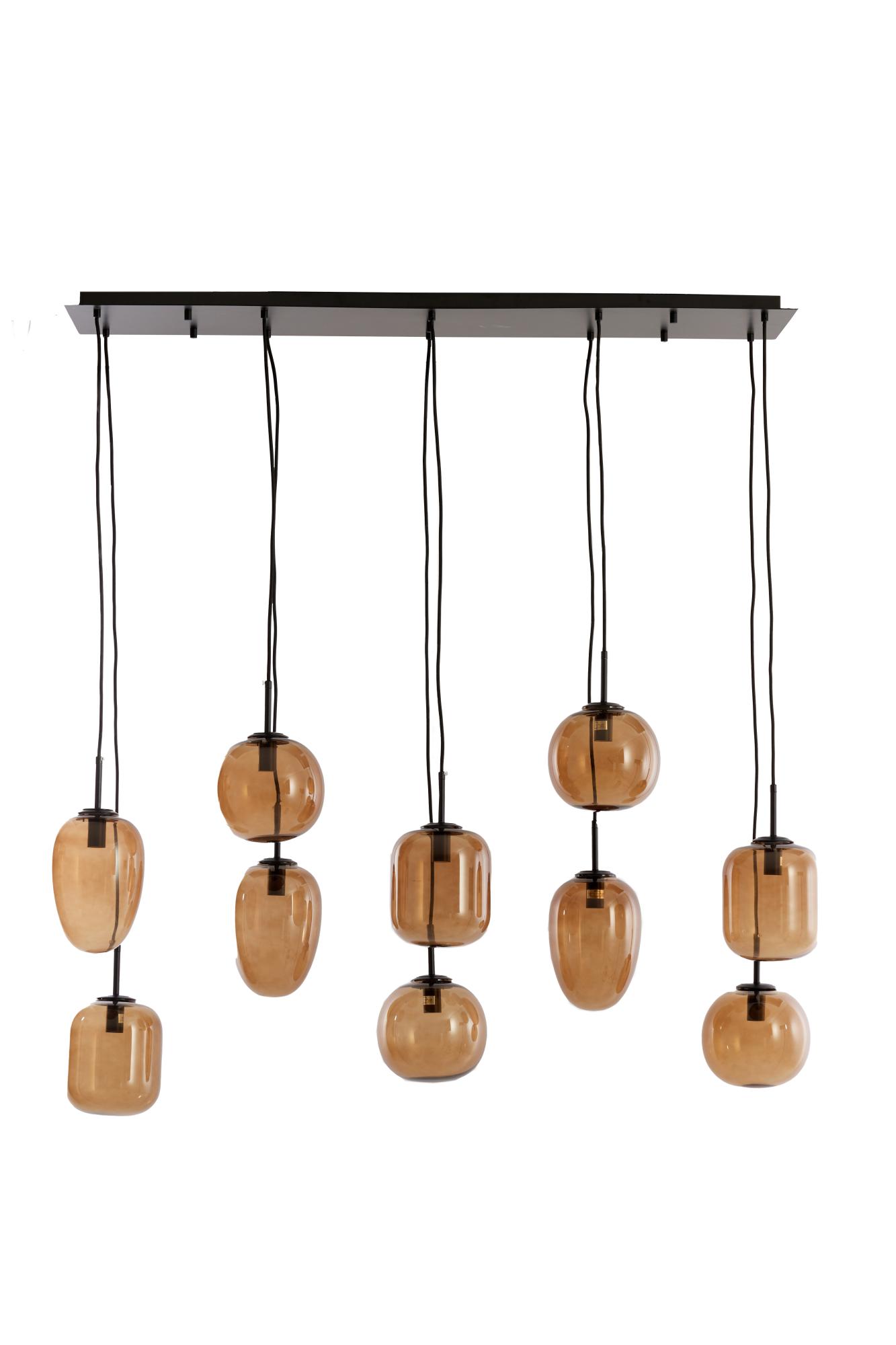 Mezza Hanglamp 10L E14 120x18x23 cm glas bruin