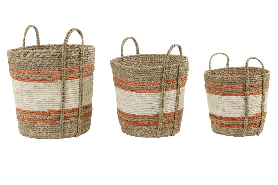 Gameiro Mand S/3 max Ø40x40 cm naturel-wit-oranje
