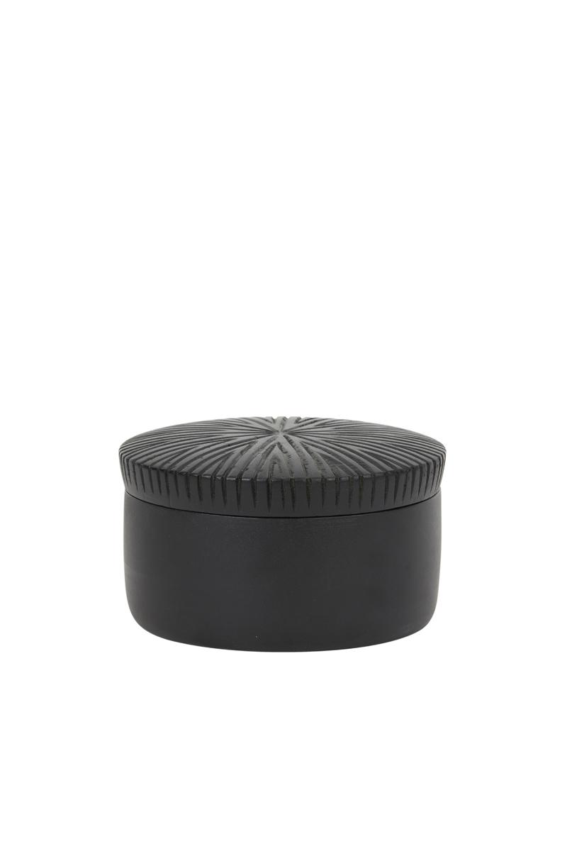 Carbajo Deco box Ø15x9 cm hout mat zwart