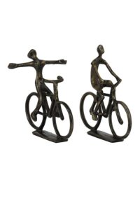 Cyclists Ornament S/2 24x18x22+24x7x25 cm antiek brons