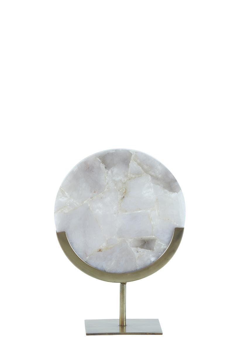 Gouya Ornament op voet 25x10x35 cm grijs agaat+antiek brons