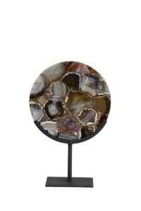 Gouya Ornament op voet 25x10x35 cm agaat+mat zwart