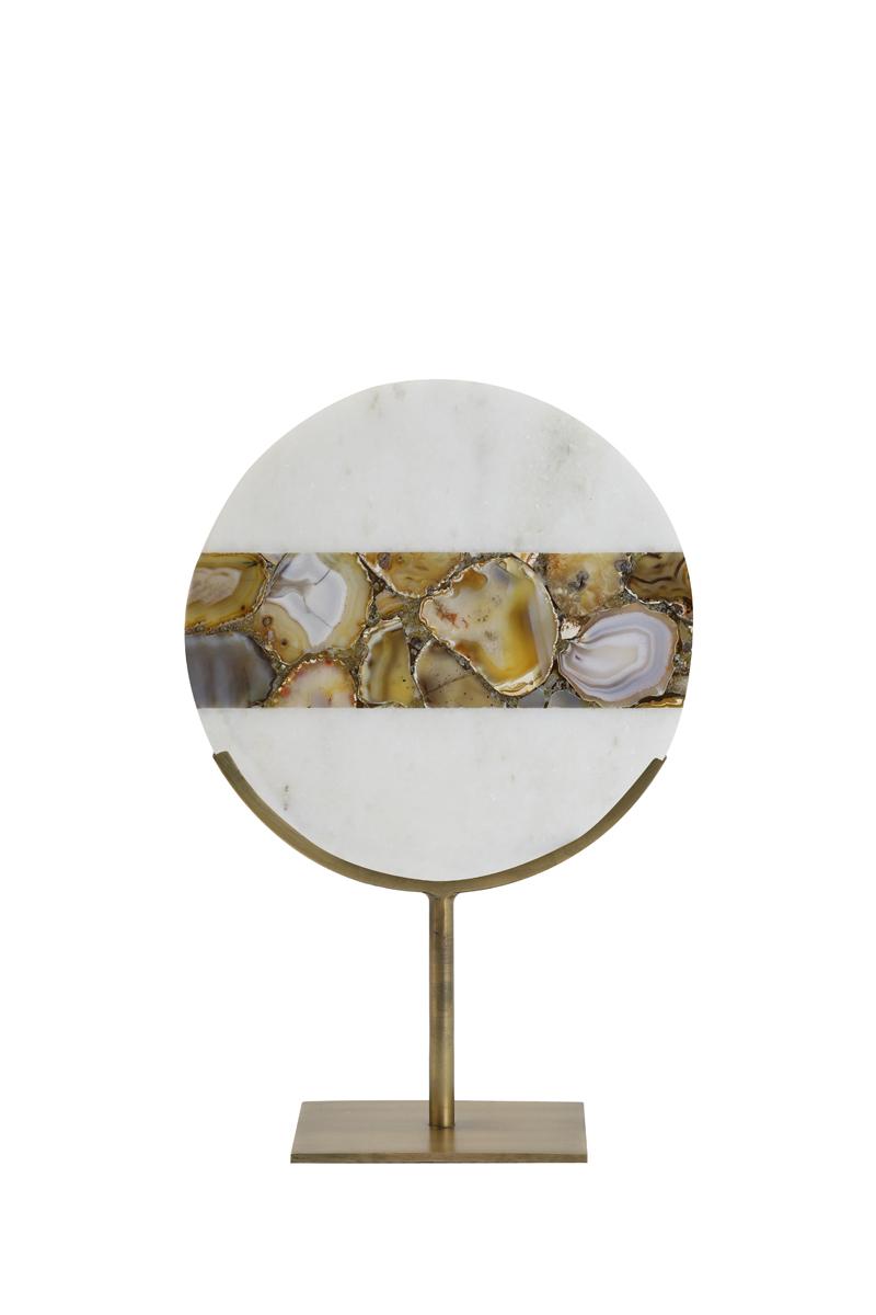 Gouya Ornament op voet 25x10x35 cm marmer+antiek brons