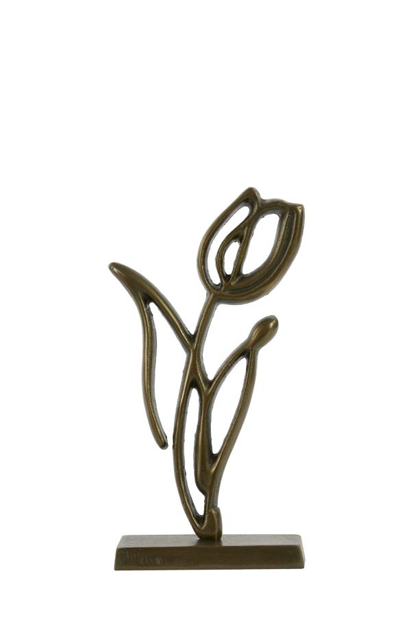 Tulipanu Ornament op voet 17x6x35 cm antiek brons