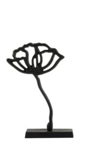 Papaveru Ornament op voet 22x6x36 cm mat zwart