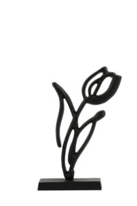 Tulipanu Ornament op voet 17x6x35 cm mat zwart