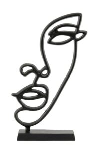 Face Ornament op voet 21x8x40 cm mat zwart