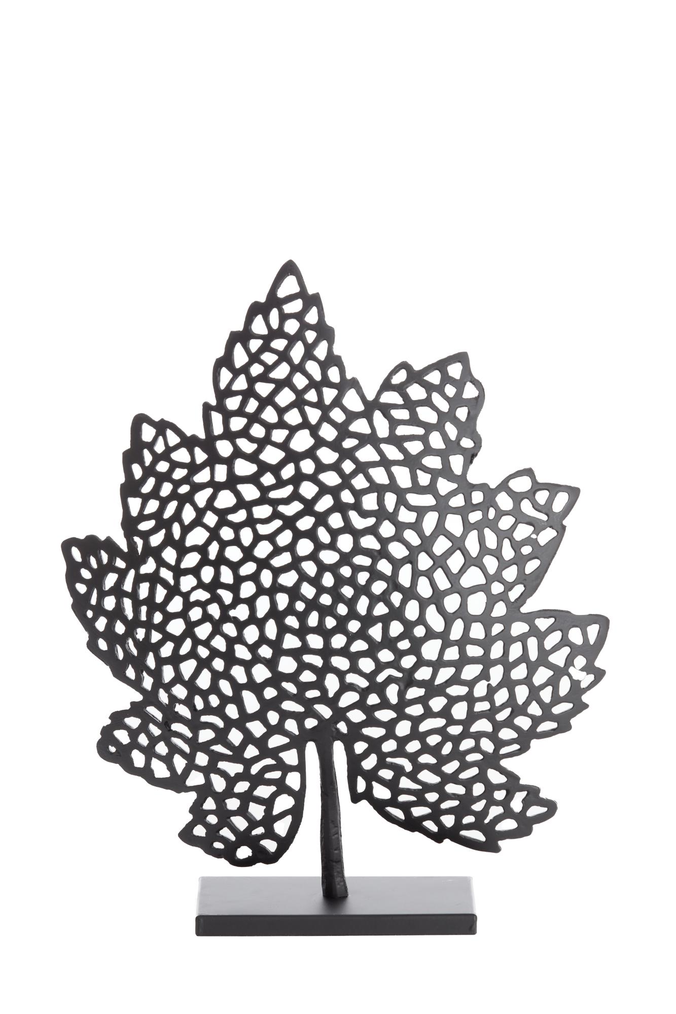 Leaf Ornament op voet 36x10x41 cm mat zwart