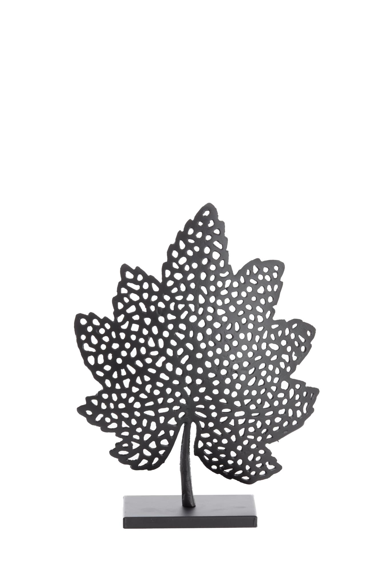 Leaf Ornament op voet 28x8x35 cm mat zwart
